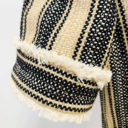 Women's Elegant Striped Dress Short Pencil Dress with Sleeves