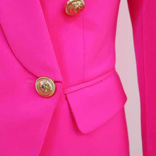 Women Coats Rosy Pink Jacket Long Sleeves Blazer Breasted Coat