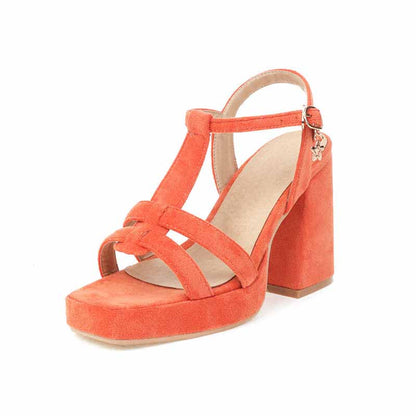 Women's Suede Shoes Platform Heels Sandals Wedge Chunky Heels