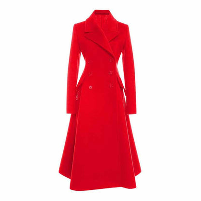 Womens Long Winter Coats Outfits Woolen Coatdress for Wedding Guests Bride Wind-breaker