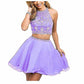 Women's 2 Piece Prom Dresses Short Homecoming Party Cocktail Gown Tulle Gala Dress
