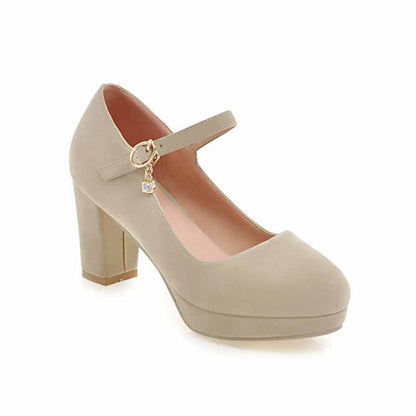 Women's buckled platform shoes suede chunky heeled shoes