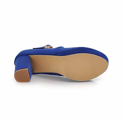 Women's buckled platform shoes suede chunky heeled shoes