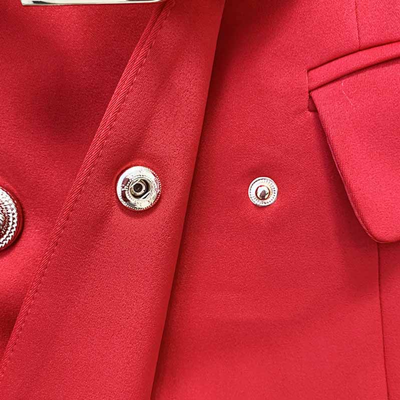 Long Red Blazer Jacket Womens Red Coat with Belt Outerwear