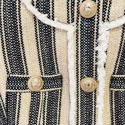 Women's Elegant Striped Dress Short Pencil Dress with Sleeves