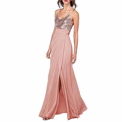 Womens Sequin Top Bridesmaid Dress Cocktail Party Swing Dresses