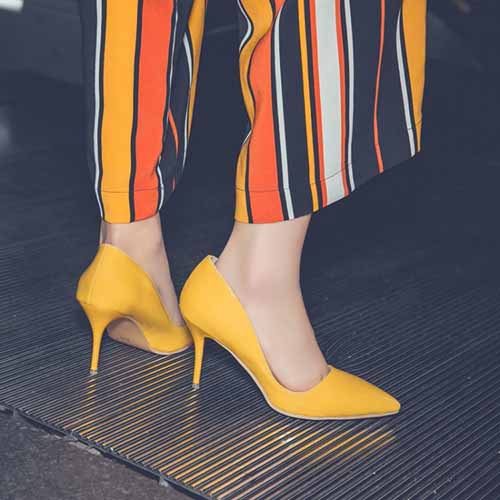 Women's Pointy Toe Dress Pump Middle Heels Plus Size Shoes