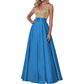blue and gold part dress long