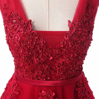 Women's Wedding Dress Bride Lace Applique Evening Dress V Neck Ball Gowns