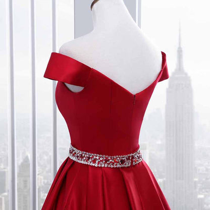 Satin Short Prom Dresses Mini Homecoming Dress Off Shoulder Gowns for Ladies