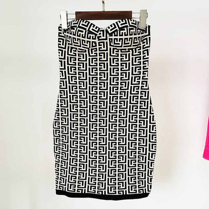 Women's Black and White Cocktail Party Dresses Elegant Tube Short Dress