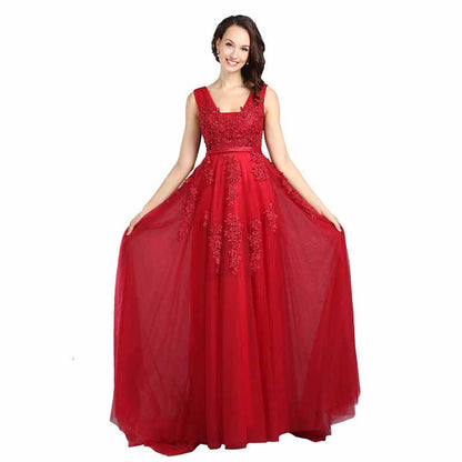 Women's Wedding Dress Bride Lace Applique Evening Dress V Neck Ball Gowns