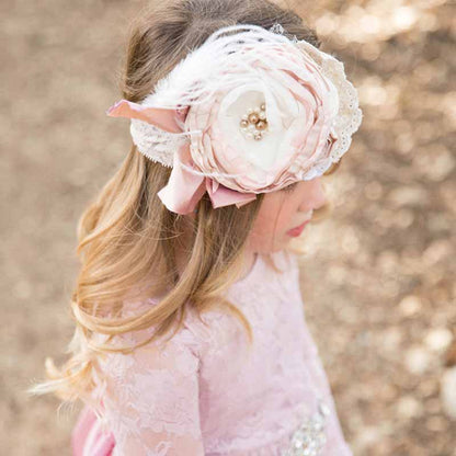 Lace Applique Floor Length Flower Girl Dress Wedding Birthday Kids Gown