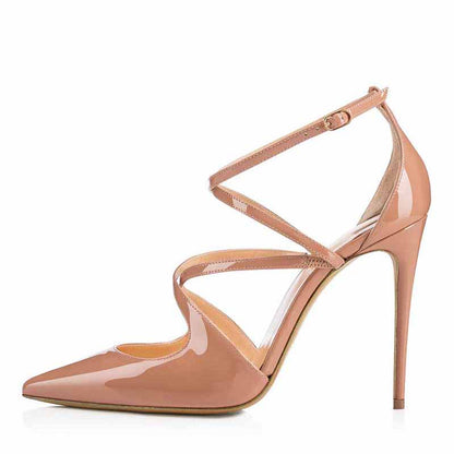 Womens High Heels Pointed Toe Pumps Crossed Strap Stilettos Bridal Shoes