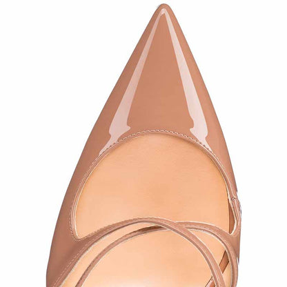 Womens High Heels Pointed Toe Pumps Crossed Strap Stilettos Bridal Shoes