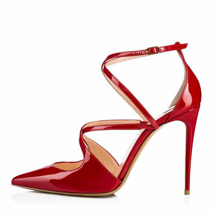 Womens High Heels Pointed Toe Pumps Crossed Strap Stilettos Bridal Shoes