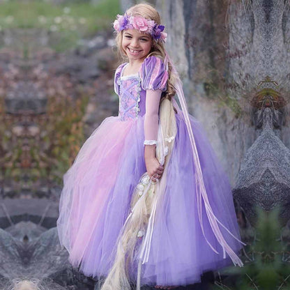 Girls Formal Dresses Purple Tulle Prom Princess Dress