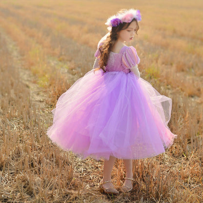 Girls Formal Dresses Purple Tulle Prom Princess Dress