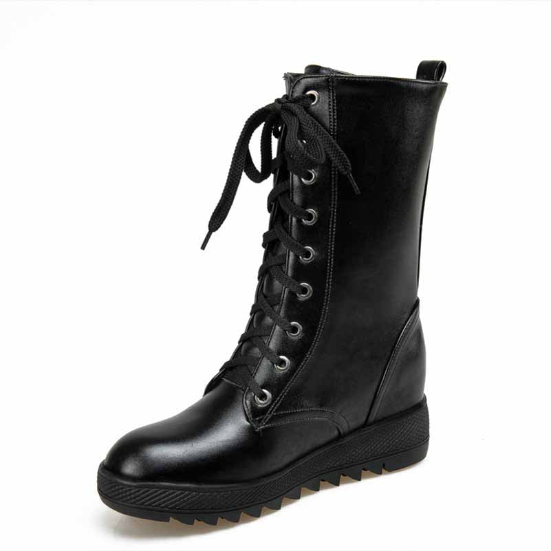 Women's Lace-Up Combat Boot Mid-calf Martin Boots