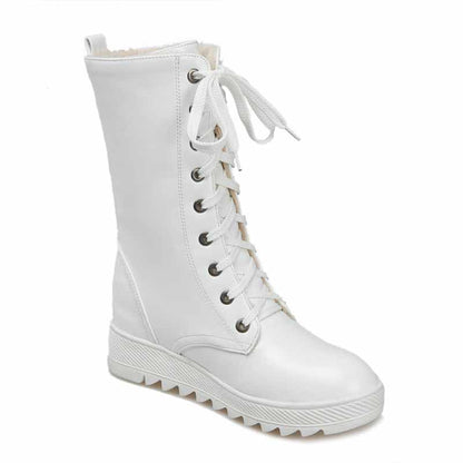 Women's Lace-Up Combat Boot Mid-calf Martin Boots