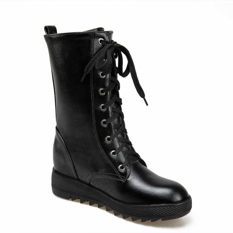 Women's Lace-Up Combat Boot Mid-calf Martin Boots