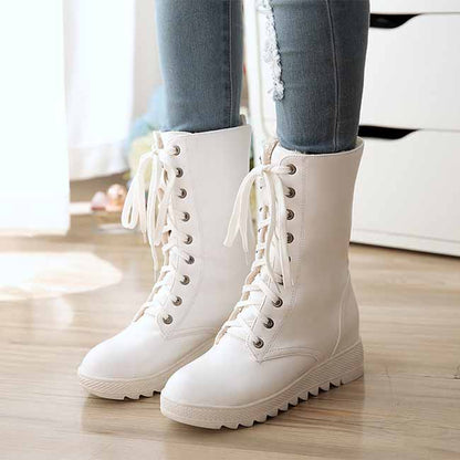 Women's Lace-Up Combat Boot Mid-calf Martin Boots