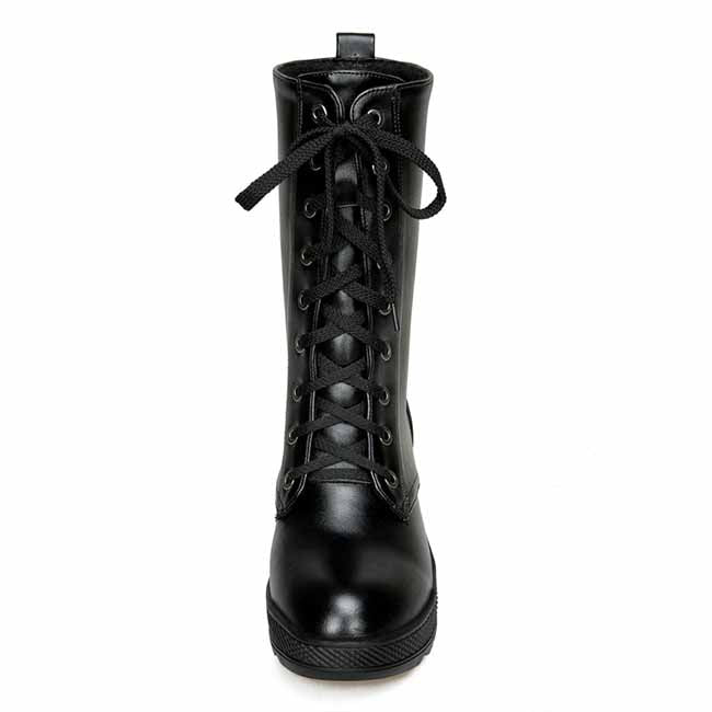 Women's Lace-Up Combat Boot Mid-calf Martin Boots