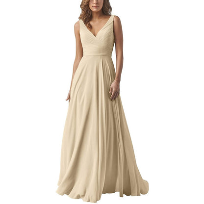A-line Chiffon Bridesmaid Dress Floor Length Formal Evening Prom Gowns
