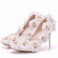 Women's Bridal Stiletto Heel Stick Flowers Bridal Shoes Wedding Heels