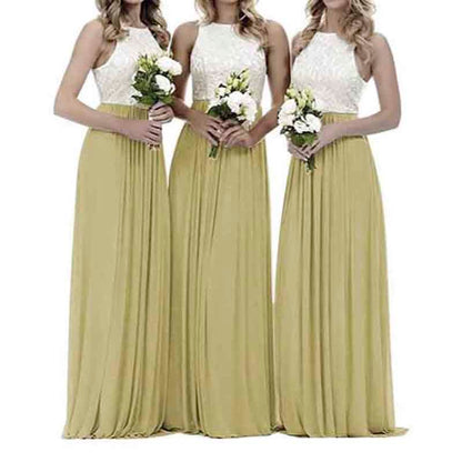 Lace Bridesmaid Dresses Sleeveless Long A Line Chiffon Wedding Guest Dresses