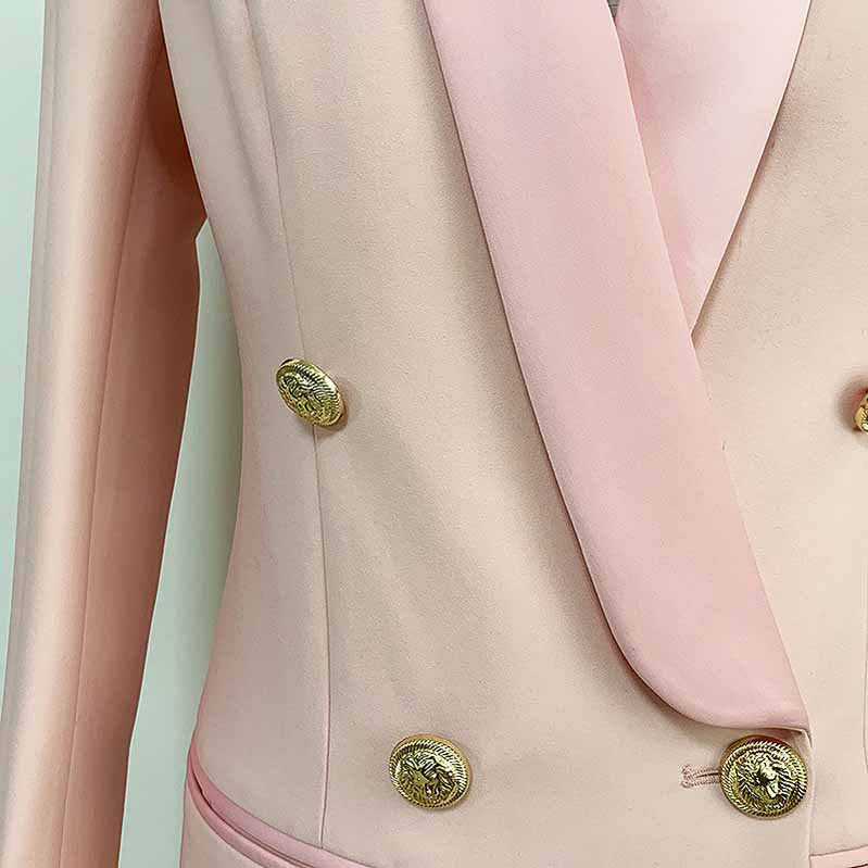 Women's Golden Lion Buttons Blazer Style V Neck Mini Dress