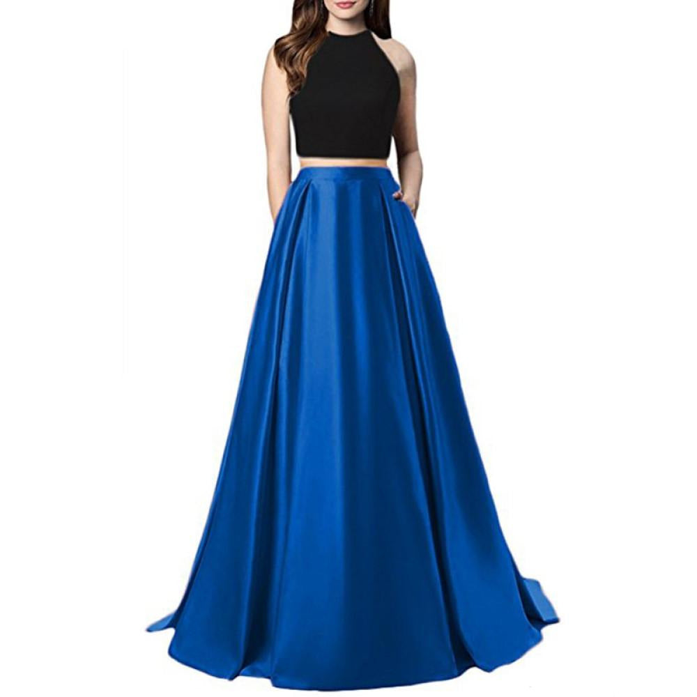 Women Two Piece Long Prom Dress Crop Top Satin Evening Formal Dresses SD Dresscode & Fashiontrends Women Two Piece Long Prom Dress Crop Top Satin Evening Formal Dresses SD Dresscode & Fashiontrends