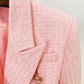 Women's Fashion Blazer Labyrinth Pattern Jacket Coats with Gold Buttons