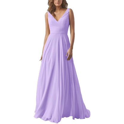 A-line Chiffon Bridesmaid Dress Floor Length Formal Evening Prom Gowns