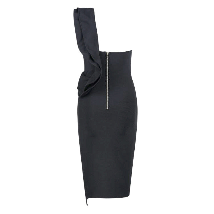 sd-hk Women One Shoulder Black Cocktail Dress High Split – SD Dresscode ...