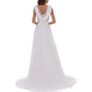 Women's Wedding Dress Lace Double V-Neck Sleeveless Evening Dress Long