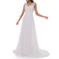 Women's Wedding Dress Lace Double V-Neck Sleeveless Evening Dress Long