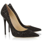 Tucomosi Black Sequin Single Shoes Point Toe High Heels Stiletto