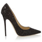 Tucomosi Black Sequin Single Shoes Point Toe High Heels Stiletto