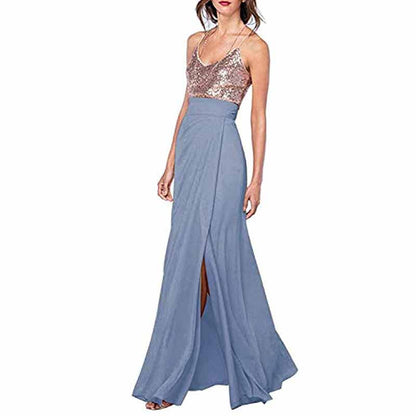Womens Sequin Top Bridesmaid Dress Cocktail Party Swing Dresses