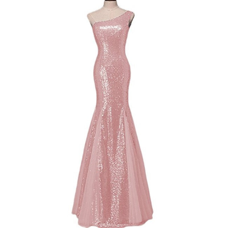 Off The Shoulder Sequin Prom Gowns Floor-Length Evening Maxi Dress