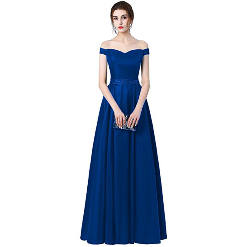 Bridesmaid Dress Off The Shoulder Satin Wedding Dress Long Prom Dress Evening Maxi Gowns