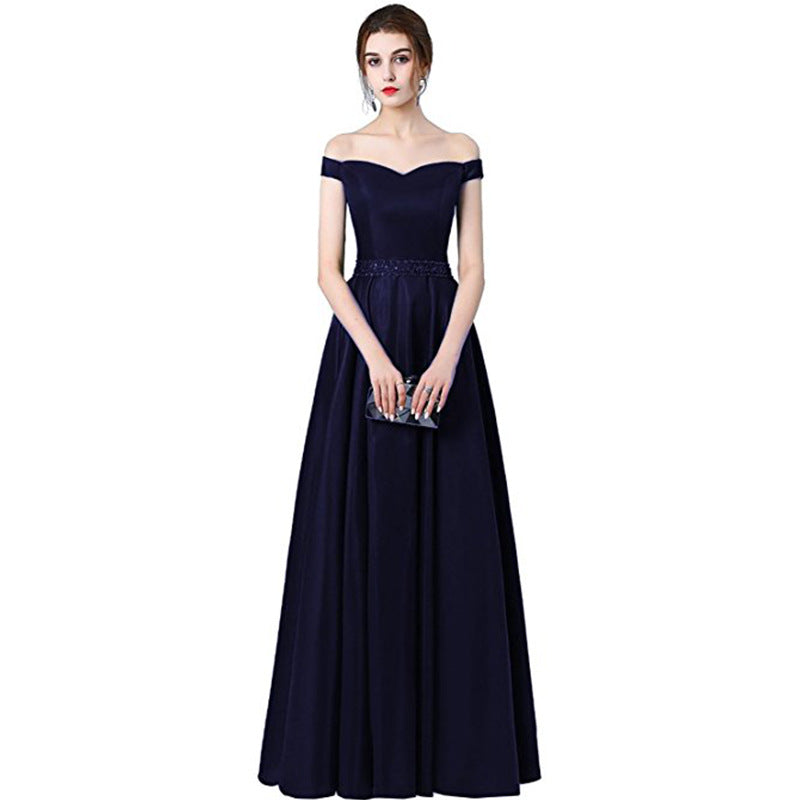 Bridesmaid Dress Off The Shoulder Satin Wedding Dress Long Prom Dress Evening Maxi Gowns