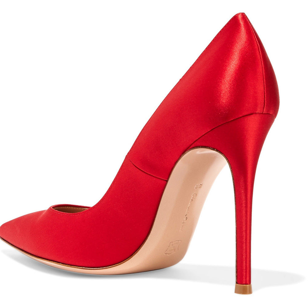 Tucomosi Red Wedding Shoes Point Toe Single Shoes Stiletto