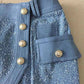 Women Blue Jean Skirt Lion Button Split Irregular Denim Skirt