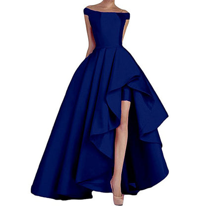 sd-hk Women's Off Shoulder Evening Prom Dresses High Low Wedding Gowns