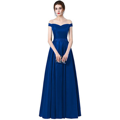 Bridesmaid Dress Off The Shoulder Satin Wedding Dress Long Prom Dress Evening Maxi Gowns