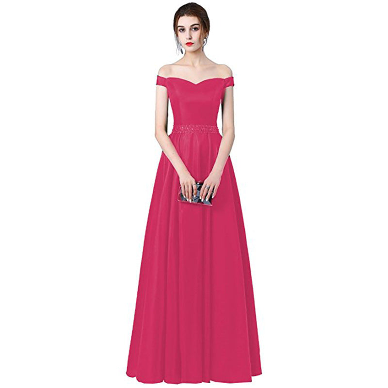 Bridesmaid Dress Off The Shoulder Satin Wedding Dress Long Prom Dress Evening Maxi Gowns