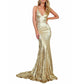 sd-hk Gold Sequin Gowns Sleeveless Mermaid Floor-Length Party Dress