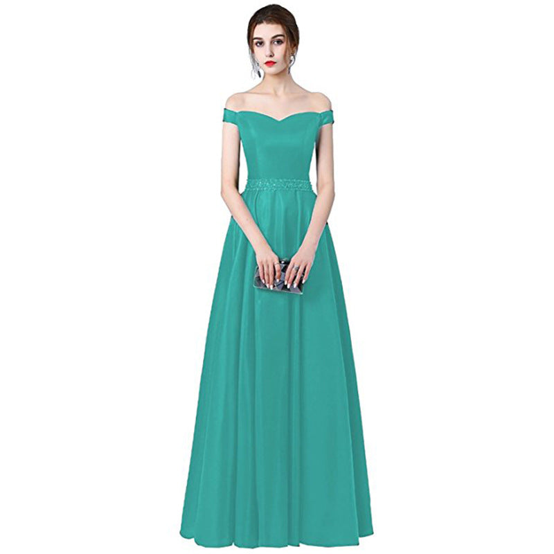 Bridesmaid Dress Off The Shoulder Satin Wedding Dress Long Prom Dress Evening Maxi Gowns